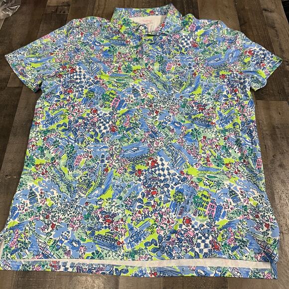 Lilly Pulitzer Southern Tide Ryder Polo Shirt Mens XXL Colorful Bright - Picture 1 of 12